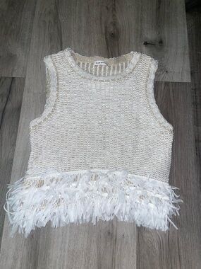Club Monaco Woven Fringe Top M